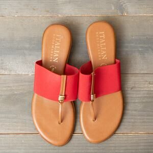 Italian Shoemakers Layna Sandals Red Brown Gold Sz 8 Made in Italy